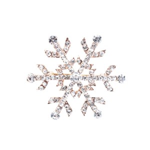 Rose gold plated Snowflake Pin with Clear Rhinestones
